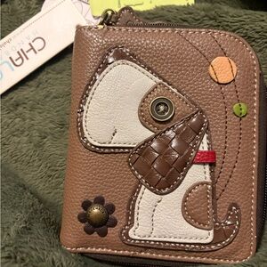 Chala Brown and Cream Kids Wallet with Dog Design